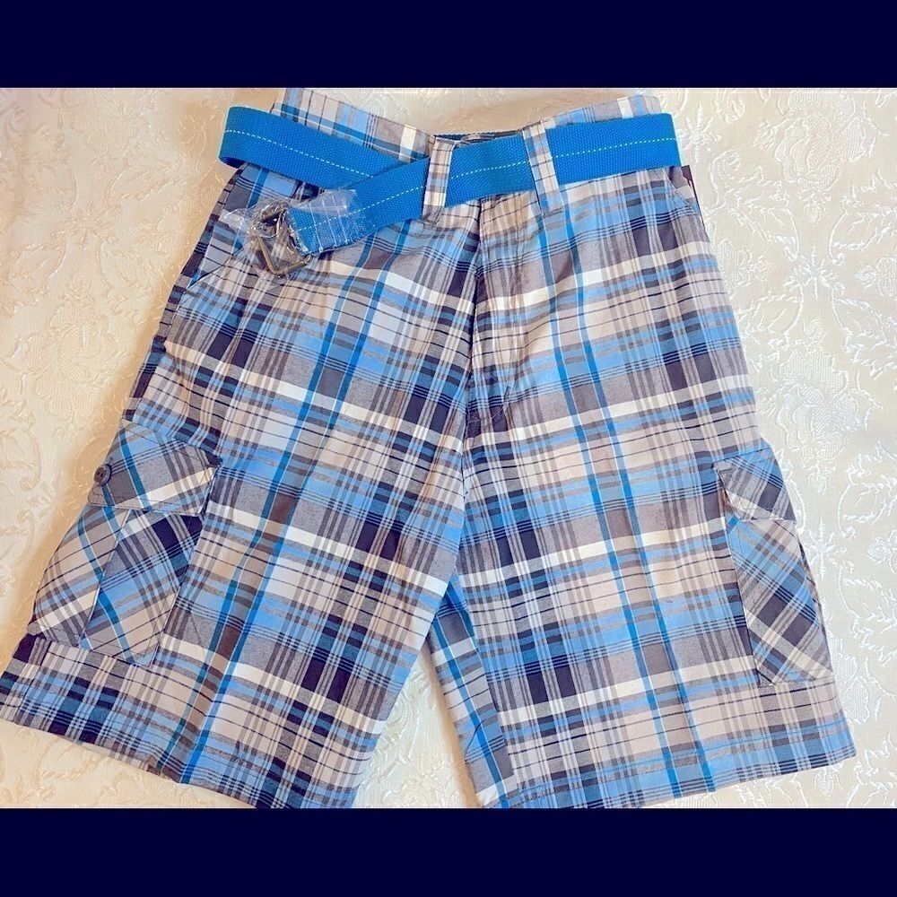 💦Pacific Blue Boys Plaid Fashion Shorts size:12